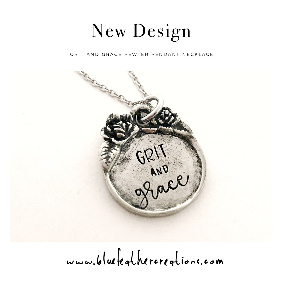 Grit and Grace pewter pendant necklace