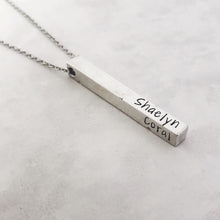 Load image into Gallery viewer, Four sided pewter bar necklace