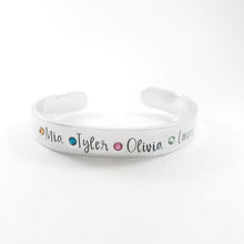Load image into Gallery viewer, Birthstone name cuff for mom