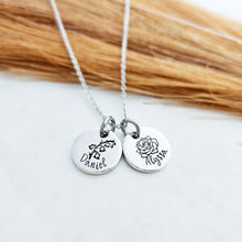 Load image into Gallery viewer, Silver birth flower name necklace