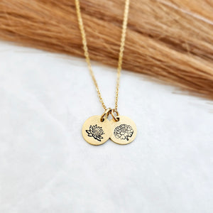 Gold pendant birth flower necklace