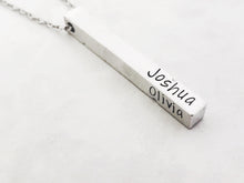 Load image into Gallery viewer, Four sided pewter bar necklace