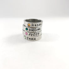 Load image into Gallery viewer, Birthstone name ring