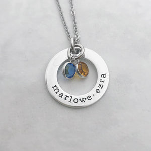 Small birthstone name necklace for mom
