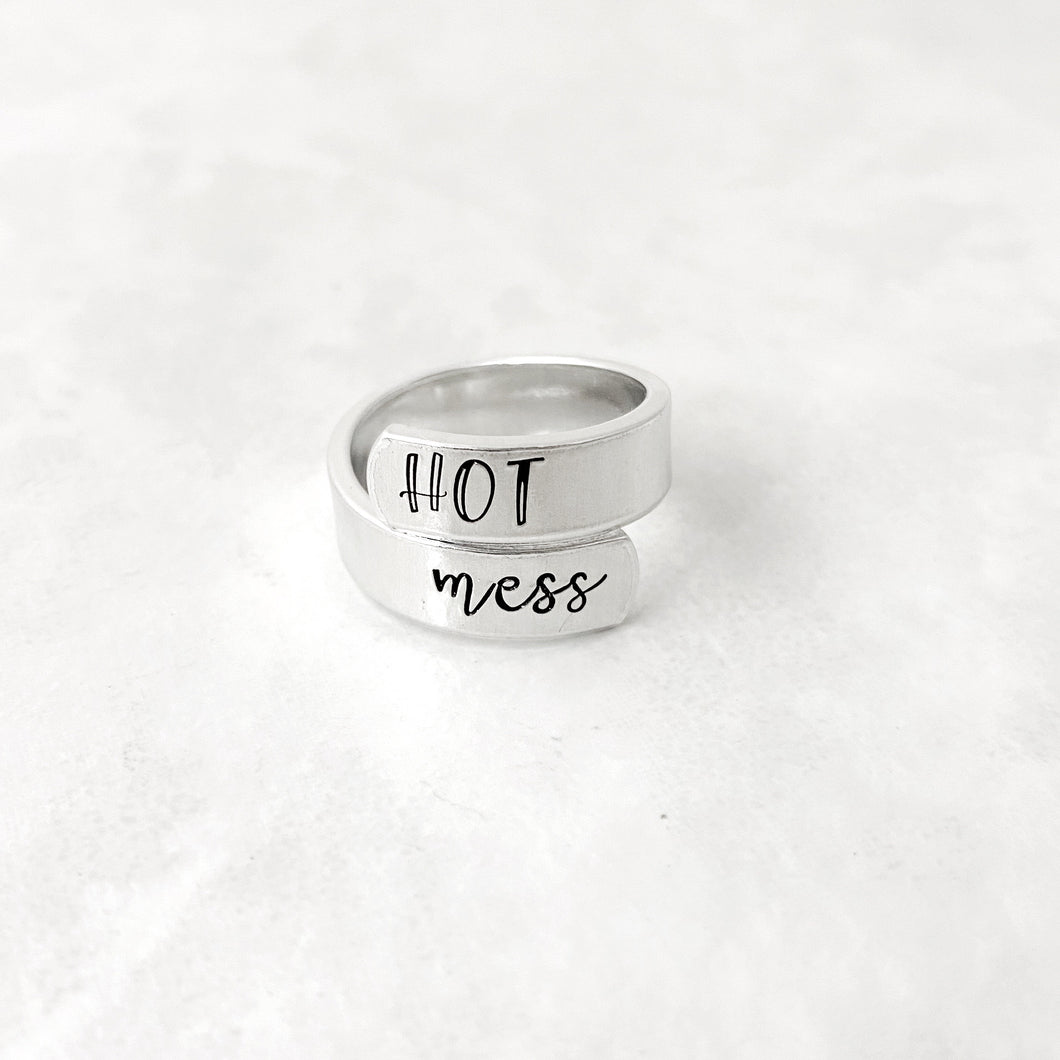 Personalized Wrap Ring - Hot Mess