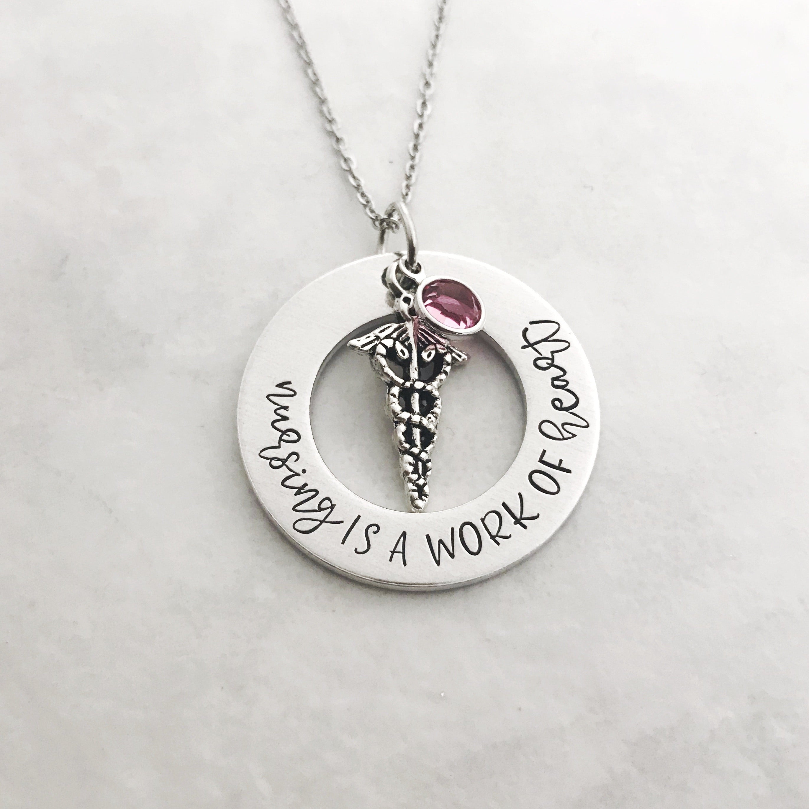 Nursing is a Work of Heart - Engraved Bar Chain Bracelet — Purple Health  and Safety