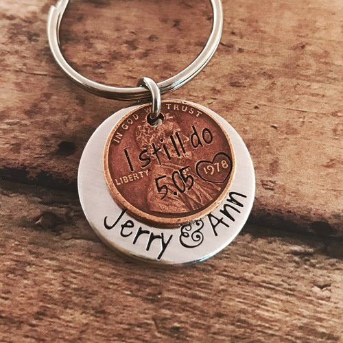 Anniversary penny keychain