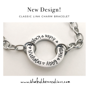 Wide link charm bracelet for mom