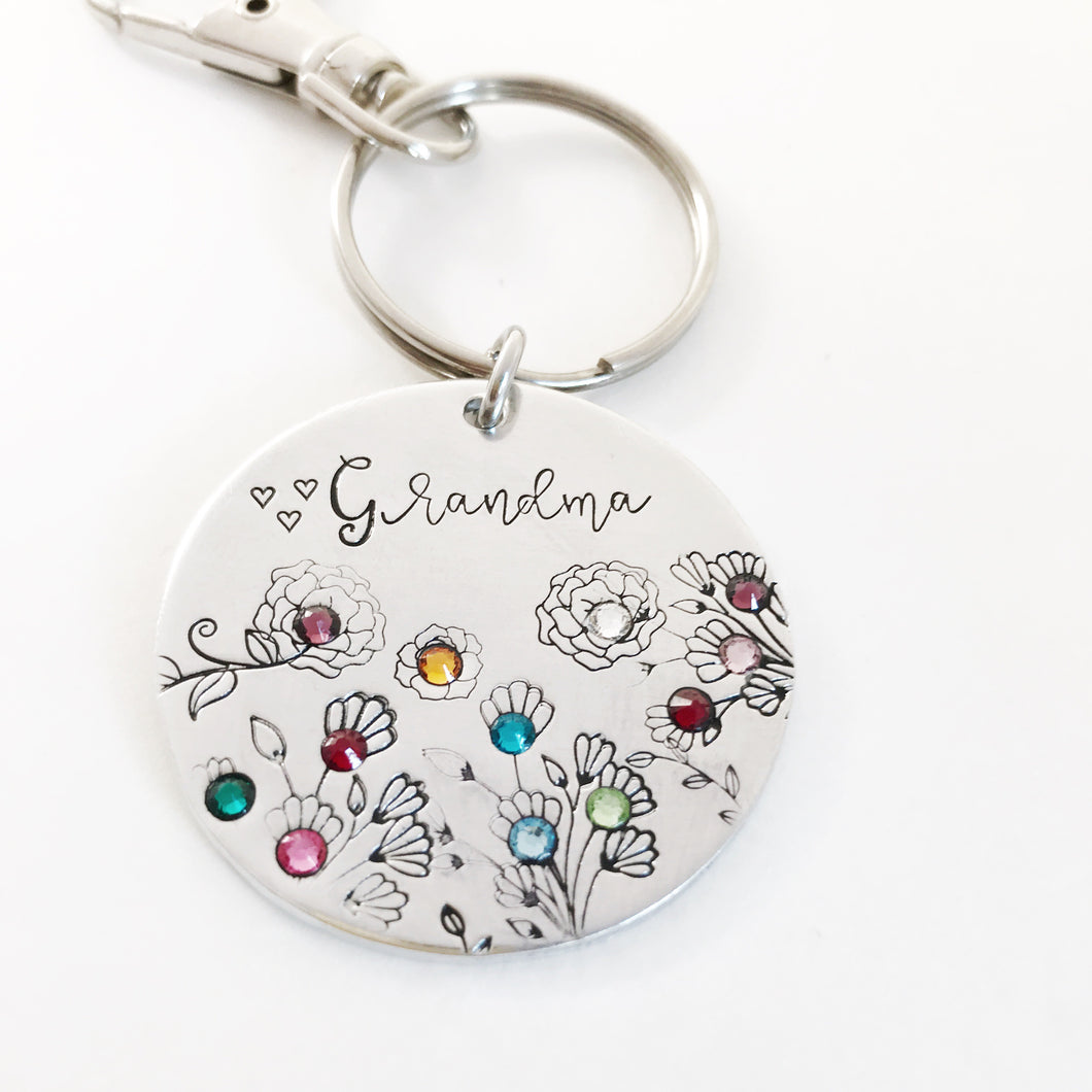 Birthstone Keychain Gift for Grandma