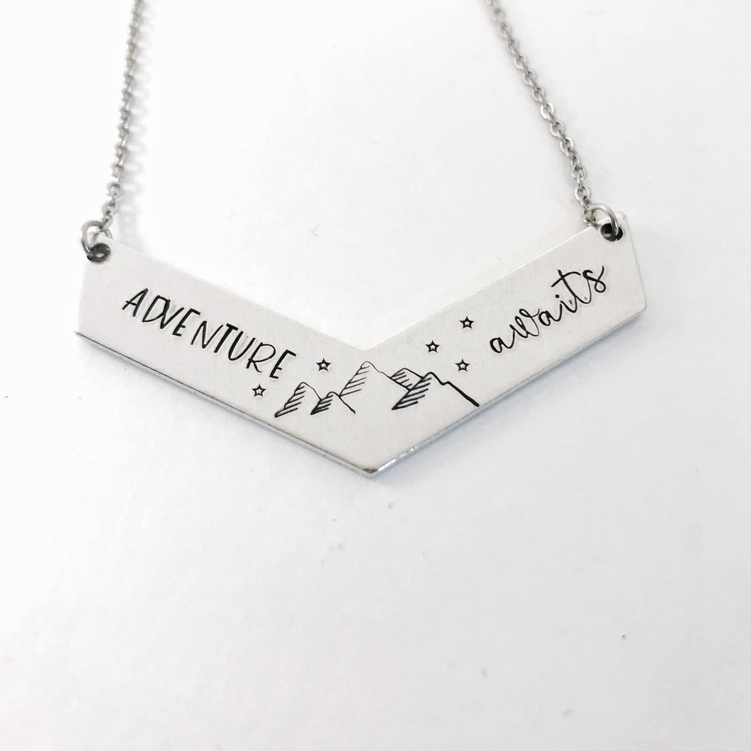 Adventure Awaits chevron necklace