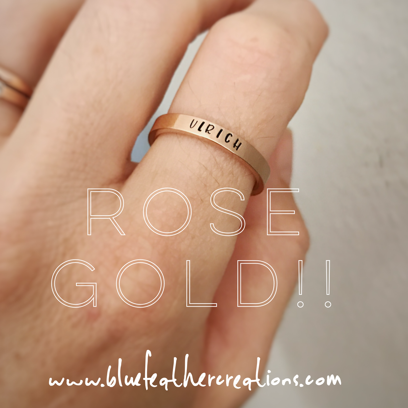 Stackable name rings rose gold deals
