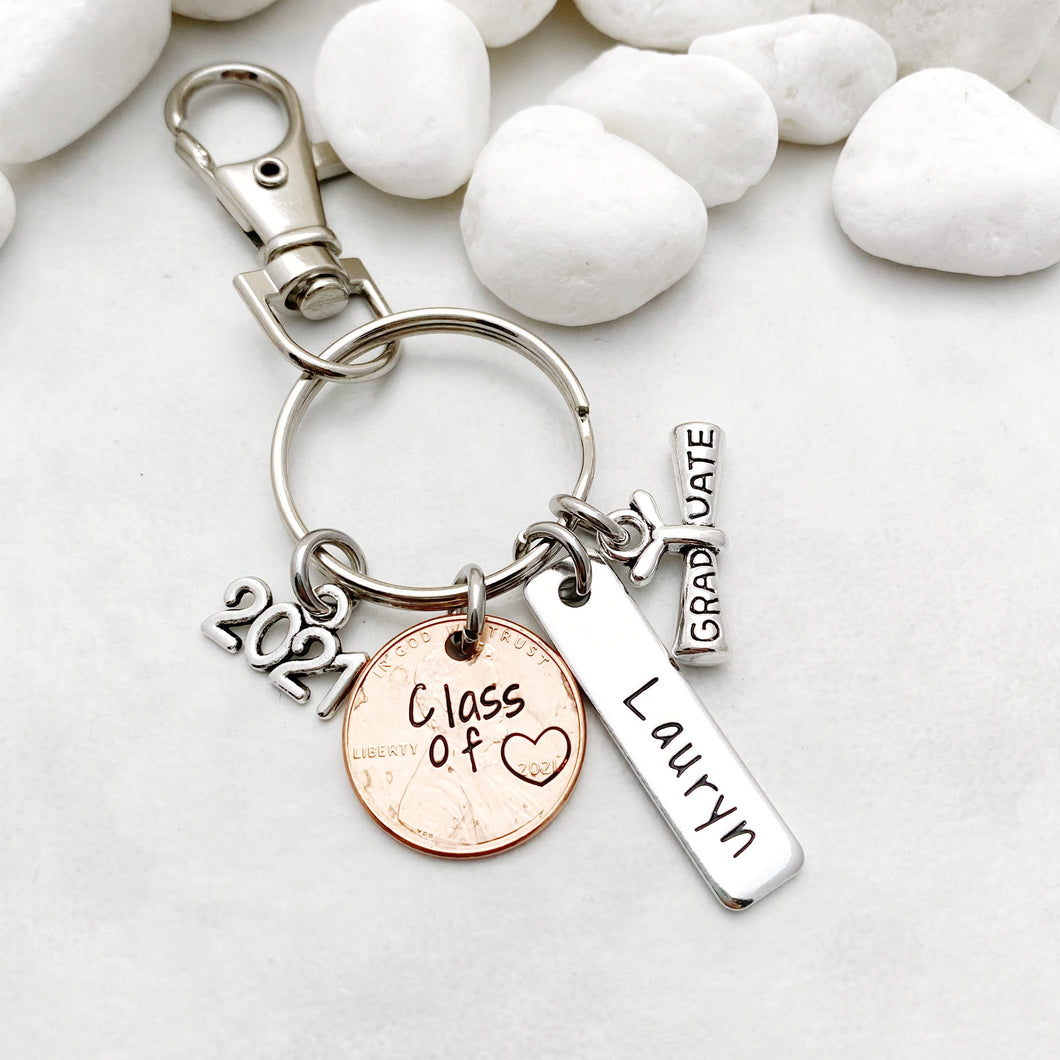 Graduation Penny Keychain with Name