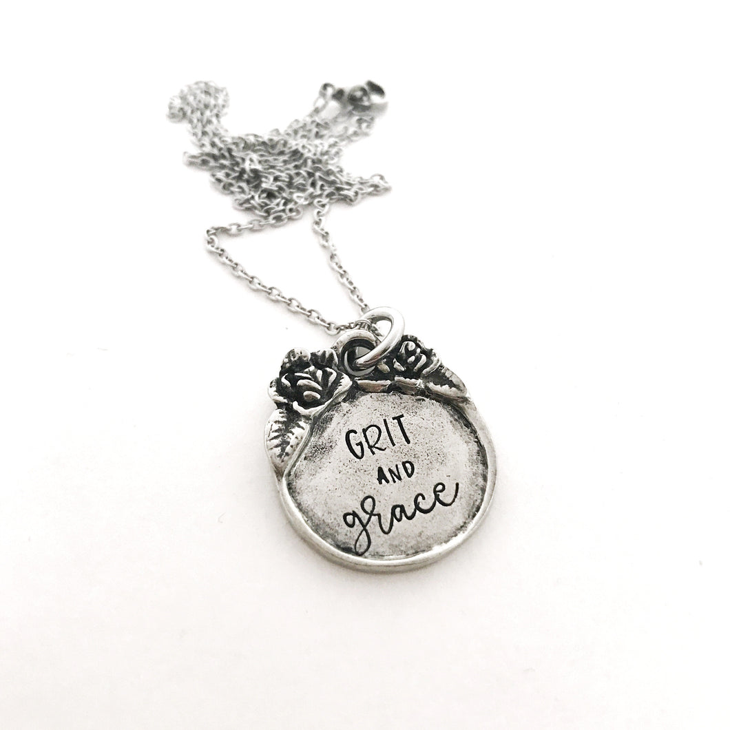 Grit and Grace pewter pendant necklace