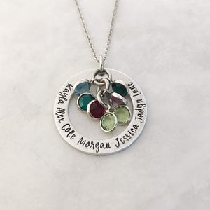 Birthstone name necklace for mom