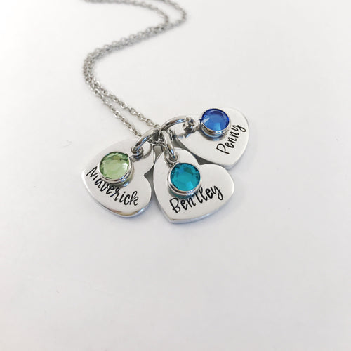 Heart pendant birthstone necklace