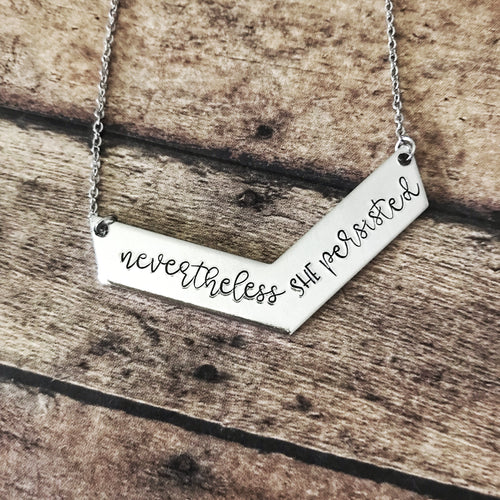 Nevertheless, she persisted chevron necklace