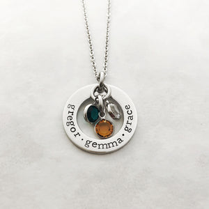 Small birthstone name necklace for mom