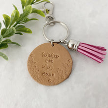Load image into Gallery viewer, Swear word leather keychain with tassel