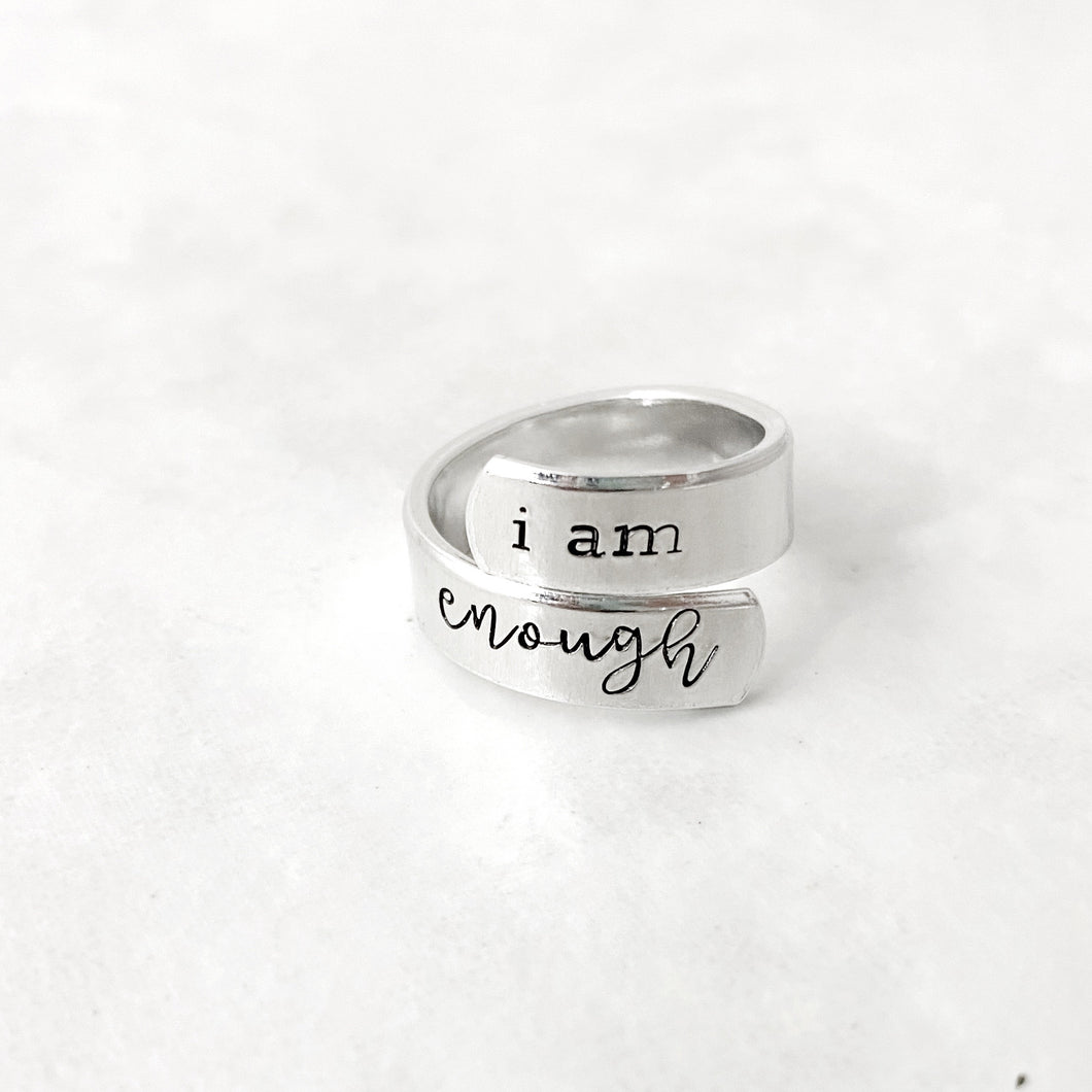 Personalized Wrap Ring - I am enough