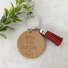 Load image into Gallery viewer, Swear word leather keychain with tassel
