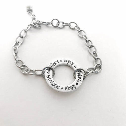 Wide link charm bracelet for mom