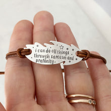 Load image into Gallery viewer, “Sarcasm and profanity” adjustable leather bracelet